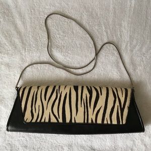 Valerie Stevens zebra & leather clutch purse